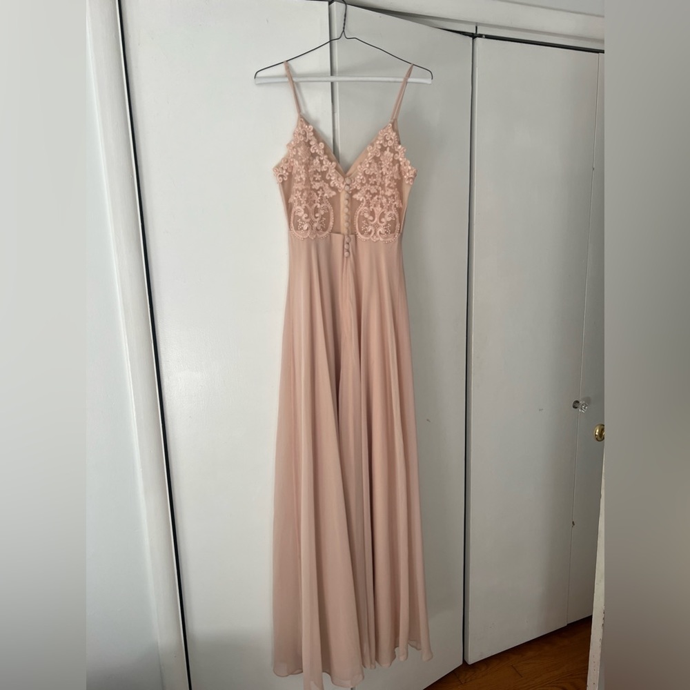 Lulus Romantic Ways Blush Pink Lace Button Back Maxi Dress - Picture 2 of 4